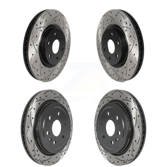 Coated Drilled Slot Disc Brake Rotors Front Rear Kit For Cadillac SRX Saab 9-4X