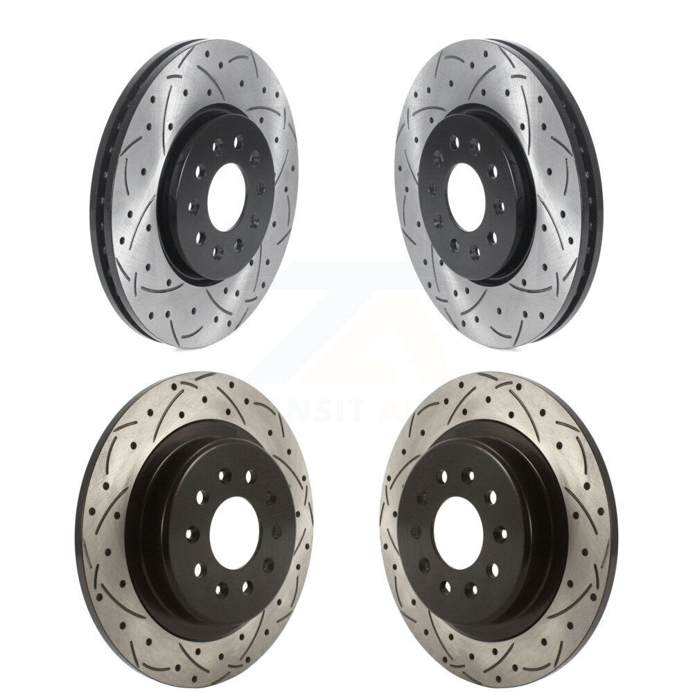 Coated Drilled Slotted Disc Brake Rotors Front Rear Kit For Buick Envision