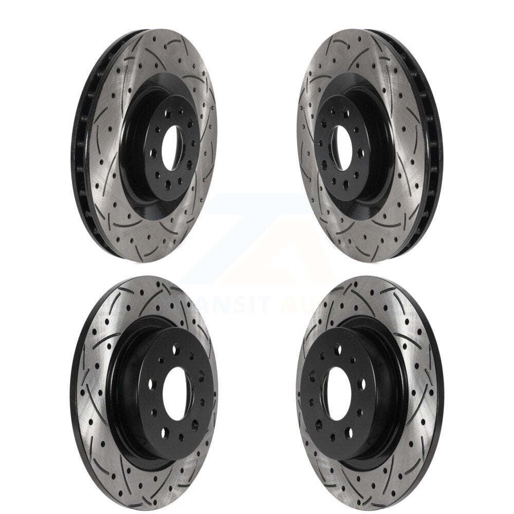 Coated Drilled Slotted Disc Brake Rotors Front Rear Kit For 2014-2020 Fiat 500L