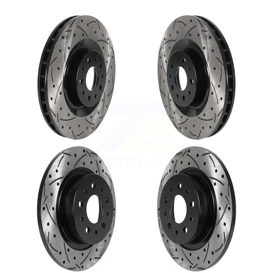 Coated Drilled Slotted Disc Brake Rotors Front Rear Kit For 2014-2020 Fiat 500L