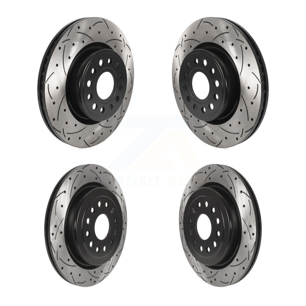 Coated Drilled Slotted Disc Brake Rotors Front Rear Kit For Ram 1500