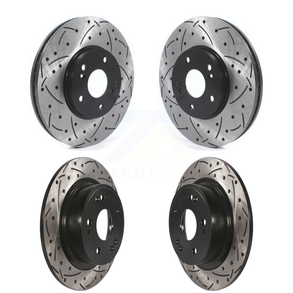 Coated Drilled Slot Disc Brake Rotors Front Rear Kit For Honda Accord Acura TSX