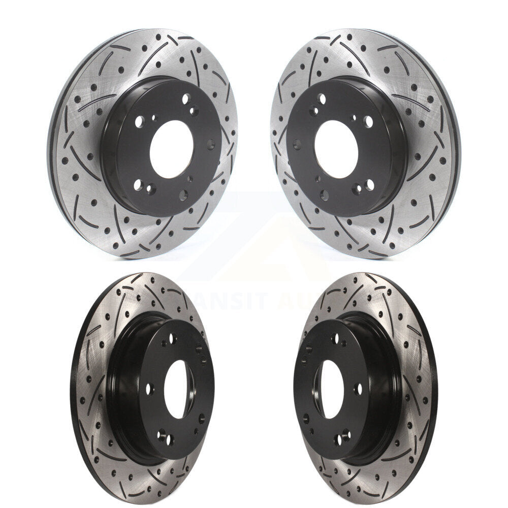 Coated Drilled Slotted Disc Brake Rotors Front Rear Kit For Honda Civic
