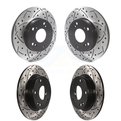 Coated Drilled Slotted Disc Brake Rotors Front Rear Kit For Honda Civic