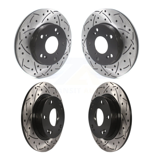 Coated Drilled Slotted Disc Brake Rotors Front Rear Kit For Honda Civic