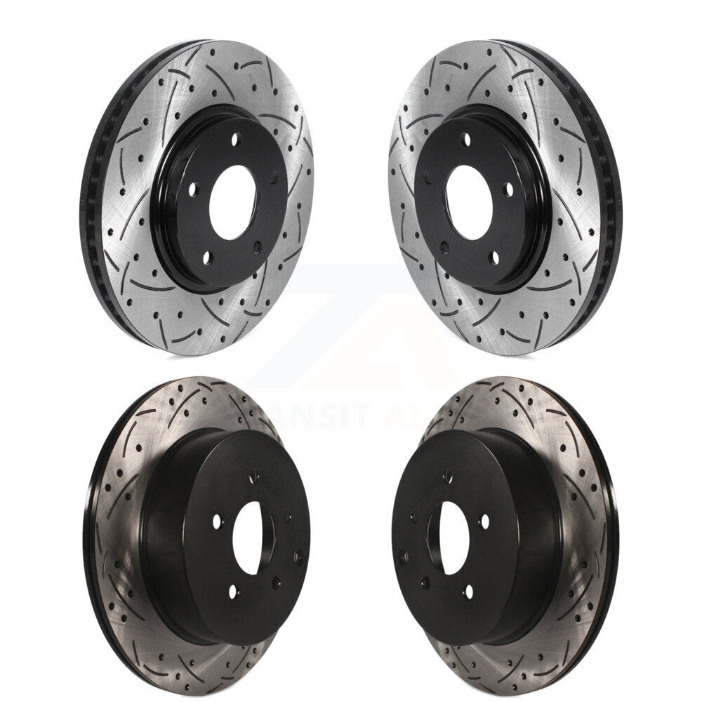 Coated Drilled Slotted Disc Brake Rotors Front Rear Kit For Nissan Quest