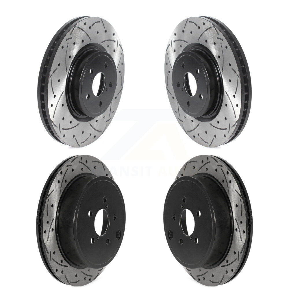 Coated Drilled Slotted Disc Brake Rotor Front Rear Kit For Subaru Outback Legacy