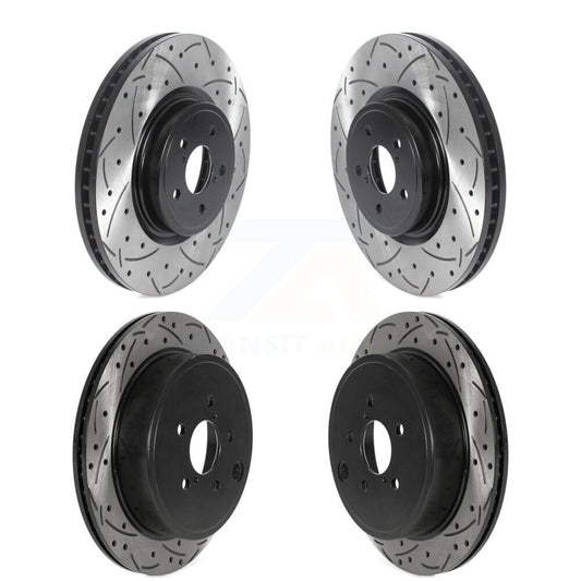 Coated Drilled Slotted Disc Brake Rotor Front Rear Kit For Subaru Outback Legacy