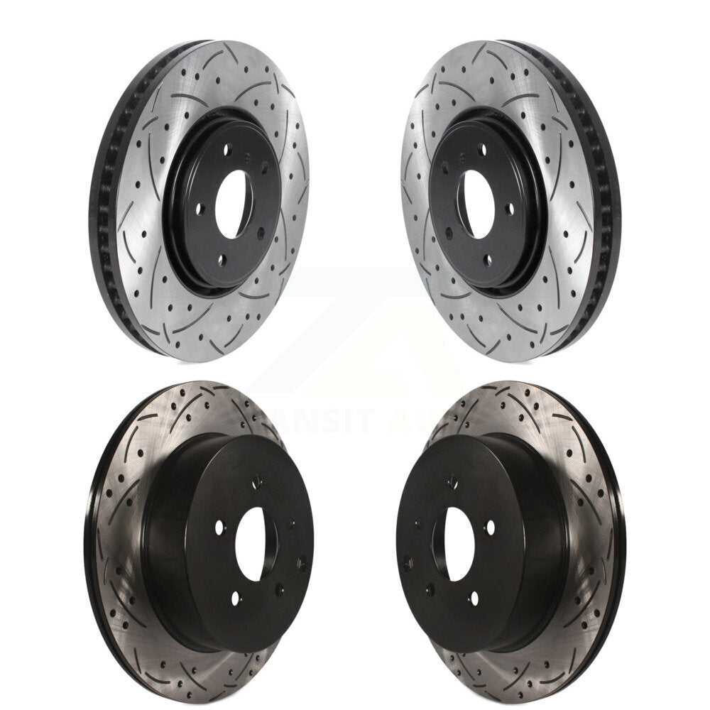 Coated Drilled Slot Disc Brake Rotors Front Rear Kit For INFINITI FX35 FX45 FX37