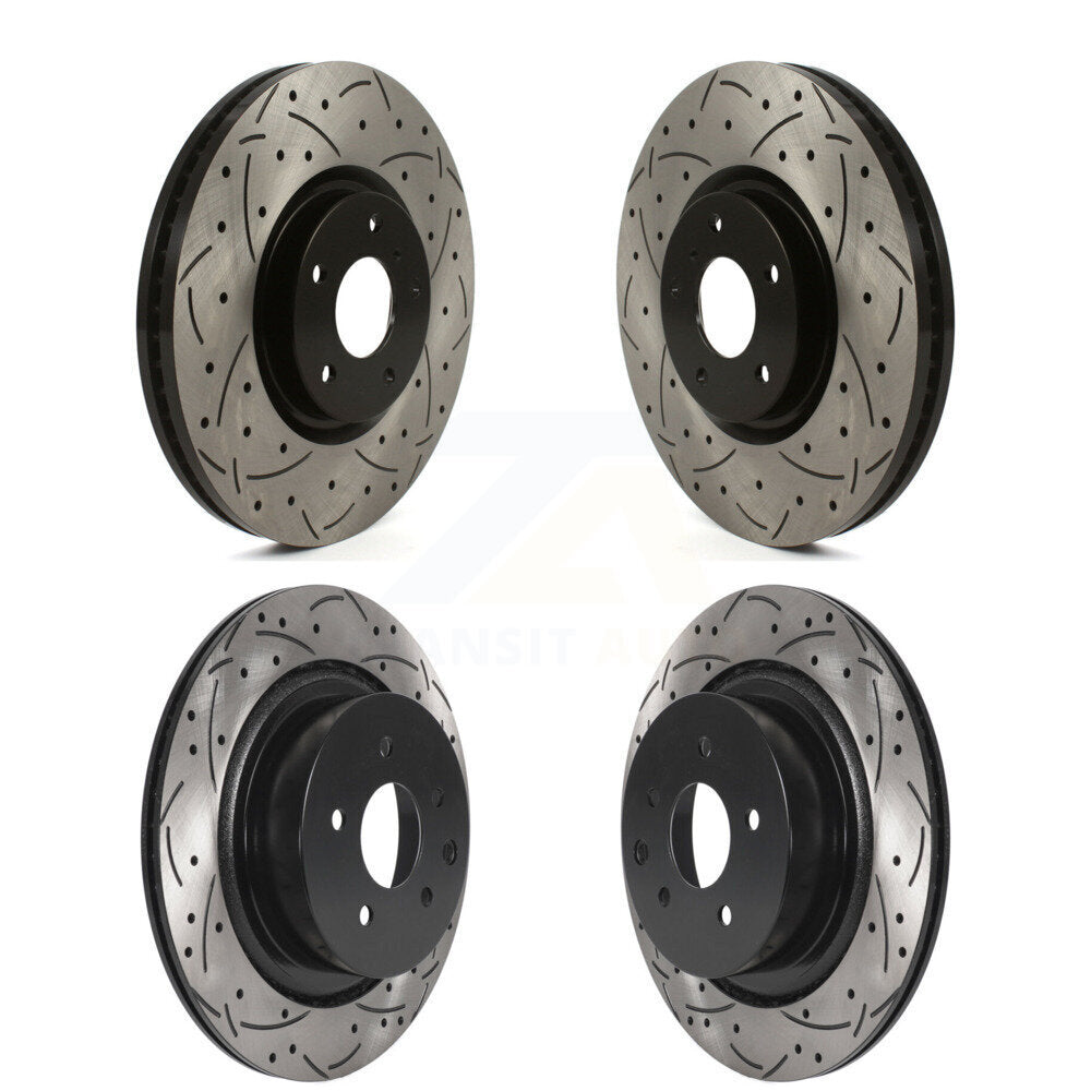 Coated Drilled Slotted Disc Brake Rotors Front Rear Kit For INFINITI G37 G35 Q60