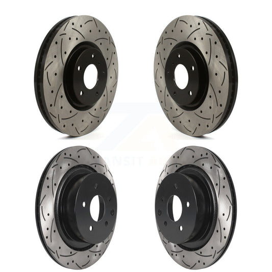 Coated Drilled Slotted Disc Brake Rotors Front Rear Kit For INFINITI G37 G35 Q60