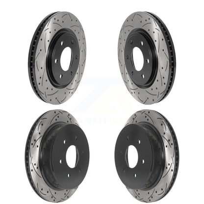 Coated Drilled Slot Disc Brake Rotors Front Rear Kit For 2017-2024 Nissan TITAN