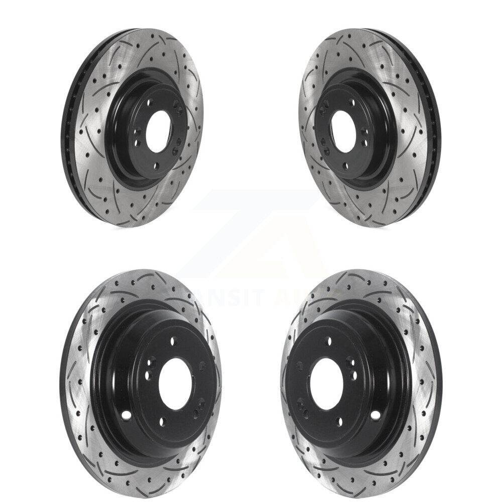 Coated Drilled Slotted Disc Brake Rotors Front Rear Kit For Hyundai Genesis
