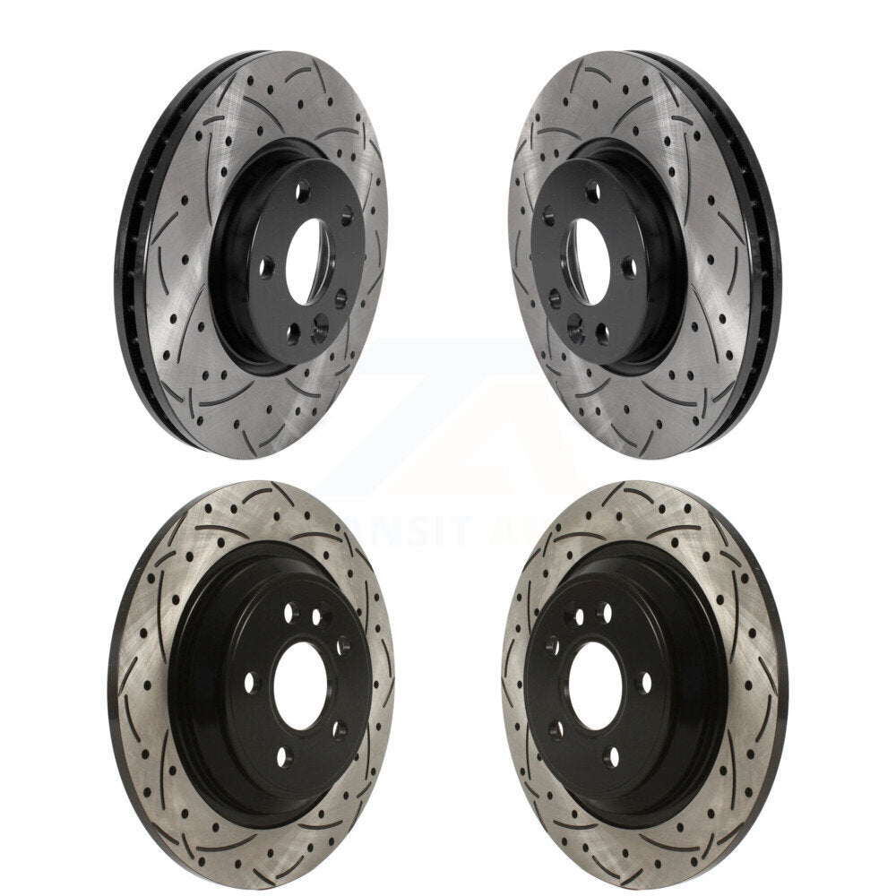 Coated Drilled Slotted Disc Brake Rotors Front Rear Kit For Volvo S60 V70