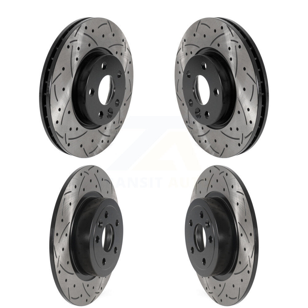 Coated Drilled Slot Disc Brake Rotors Front Rear Kit For Land Rover Range Evoque