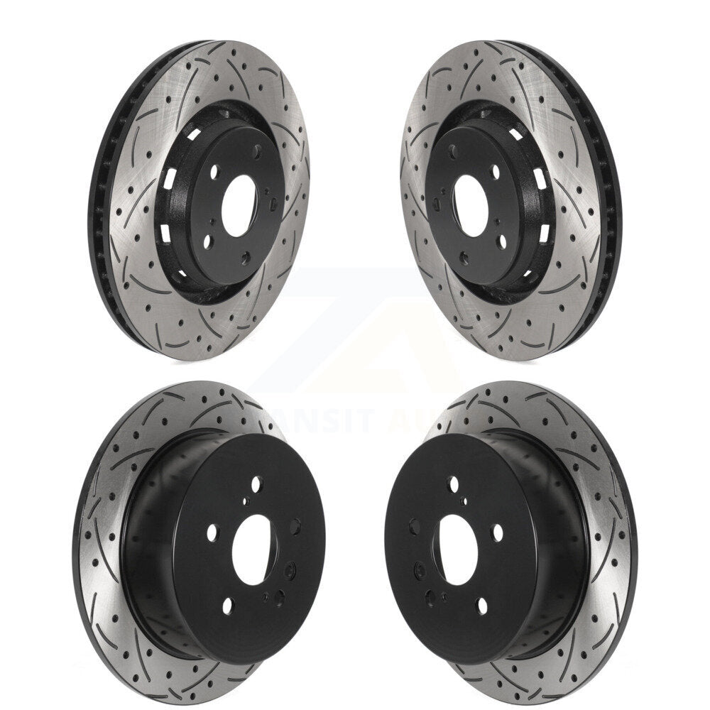 Coated Drilled Slot Disc Brake Rotors Front Rear Kit For 2009-2016 Toyota Venza
