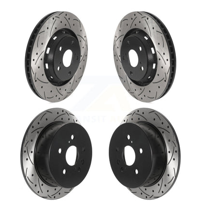 Coated Drilled Slot Disc Brake Rotors Front Rear Kit For 2009-2016 Toyota Venza