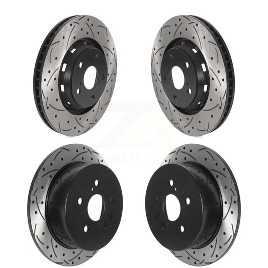 Coated Drilled Slot Disc Brake Rotors Front Rear Kit For 2009-2016 Toyota Venza