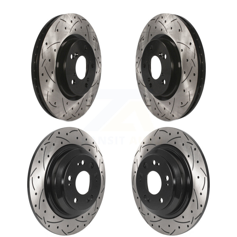 Coated Drilled Slotted Disc Brake Rotors Front Rear Kit For 2009-2014 Acura TL
