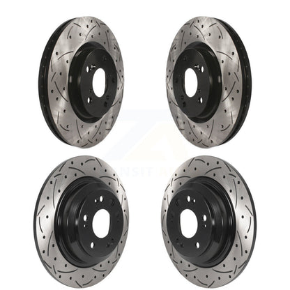 Coated Drilled Slotted Disc Brake Rotors Front Rear Kit For 2009-2014 Acura TL