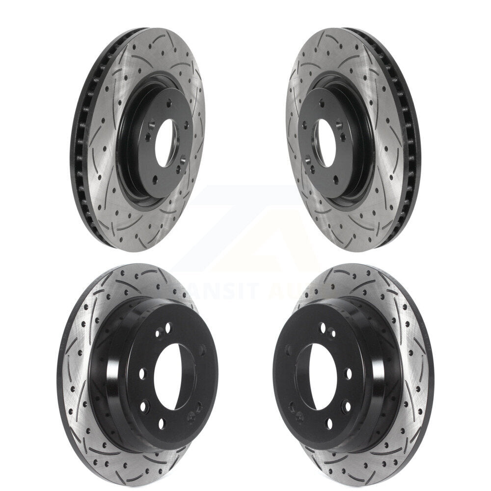 Coated Drilled Slotted Disc Brake Rotors Front Rear Kit For Hyundai Tucson
