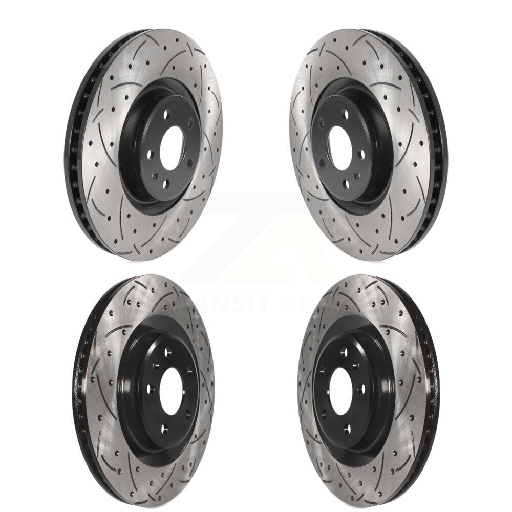 Coated Drilled Slotted Disc Brake Rotors Front Rear Kit For Audi A6 Quattro A7