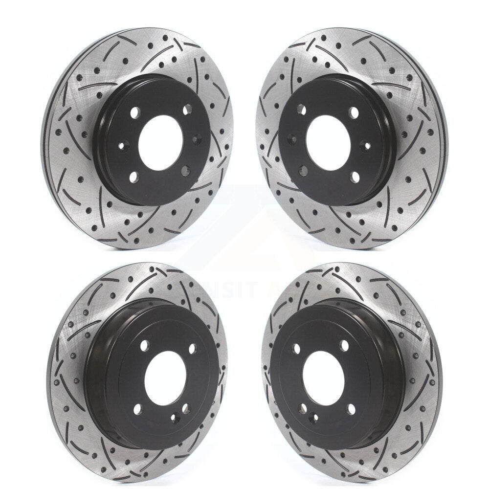 Coated Drilled Slot Disc Brake Rotors Front Rear Kit For Hyundai Accent Kia Rio