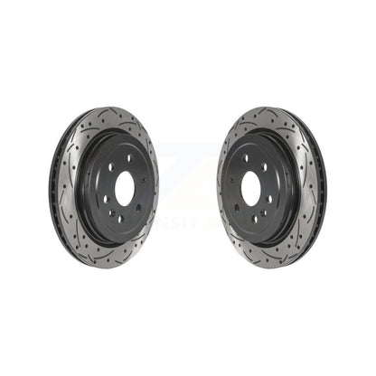 Coated Drilled Slotted Disc Brake Rotors Rear Pair For Cadillac SRX Saab 9-4X