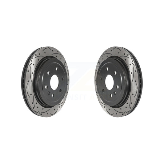 Coated Drilled Slotted Disc Brake Rotors Rear Pair For Cadillac SRX Saab 9-4X