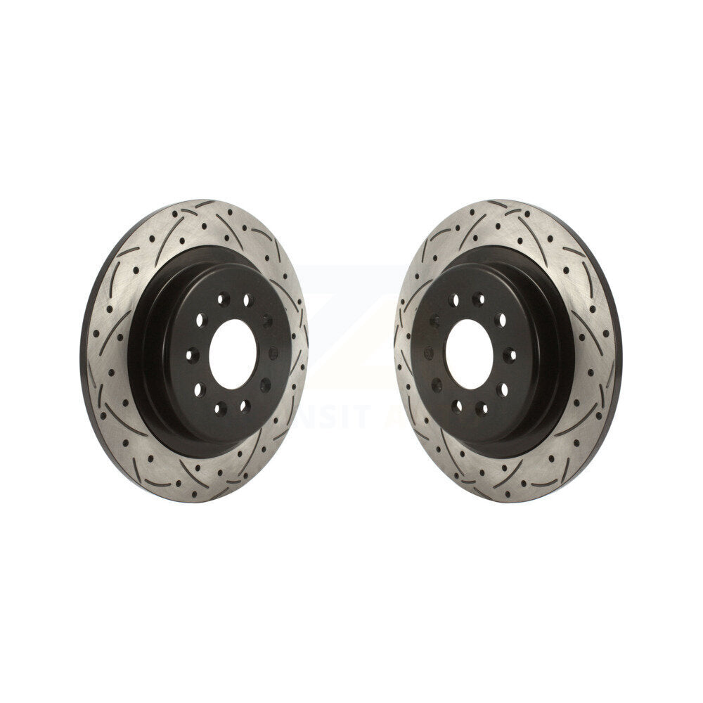 Coated Drilled Slotted Disc Brake Rotors Rear Pair For Buick Envision
