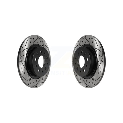 Coated Drilled Slotted Disc Brake Rotors Rear Pair For 2014-2020 Fiat 500L