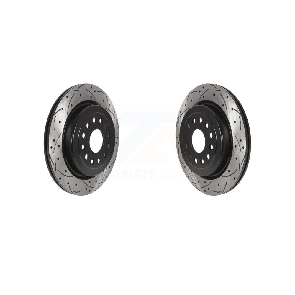 Coated Drilled Slotted Disc Brake Rotors Rear Pair For Ram 1500