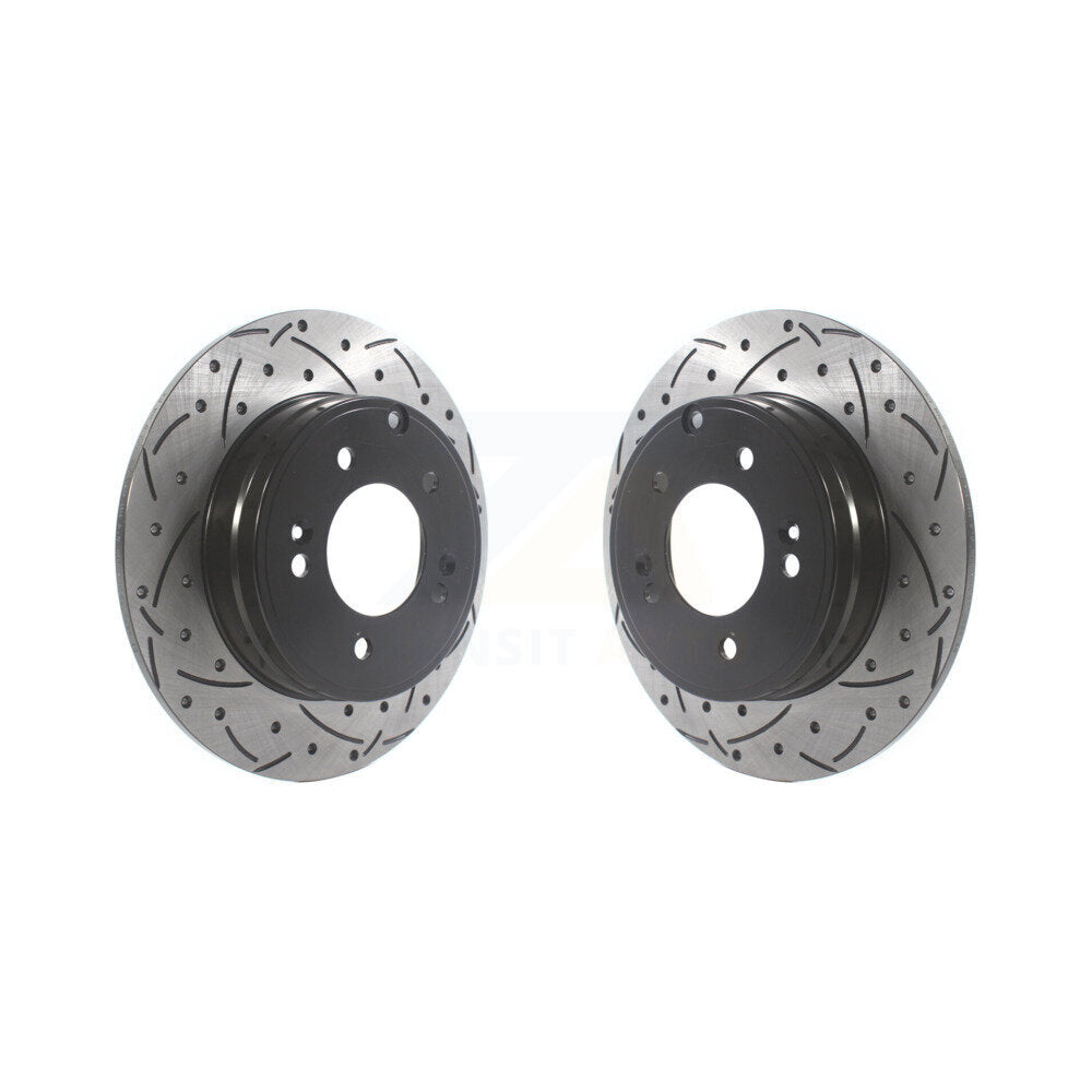 Drilled Slot Brake Rotors Rear Pair For Hyundai Sonata Tucson Kia Optima Cadenza