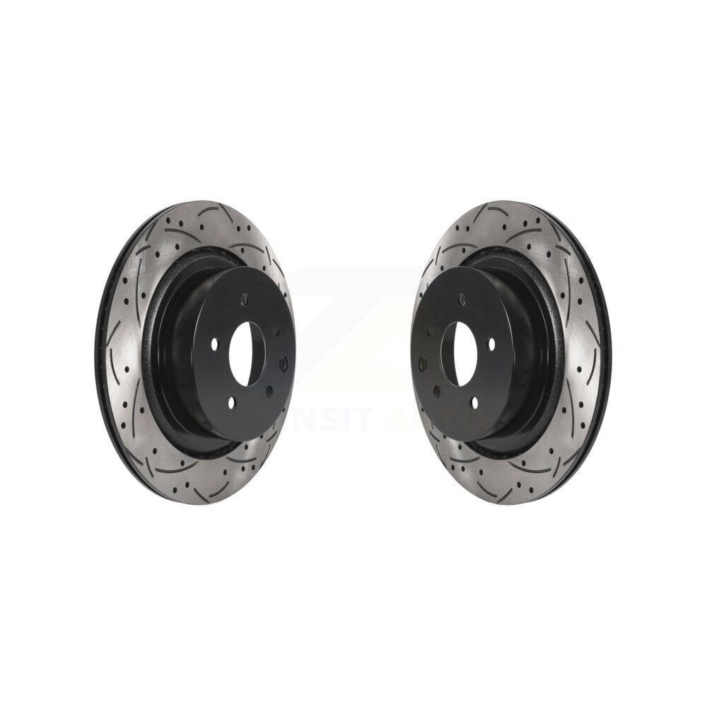 Coated Drilled Slotted Disc Brake Rotors Rear Pair For INFINITI G37 G35 Q60