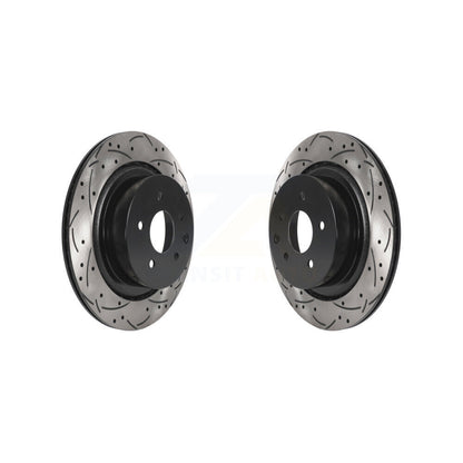 Coated Drilled Slotted Disc Brake Rotors Rear Pair For INFINITI G37 G35 Q60