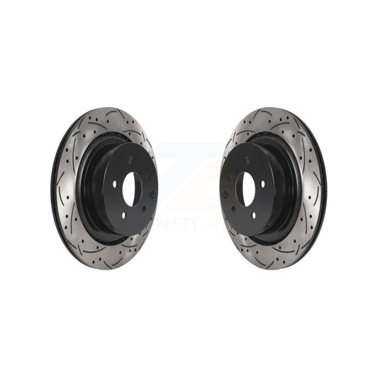 Coated Drilled Slotted Disc Brake Rotors Rear Pair For INFINITI G37 G35 Q60