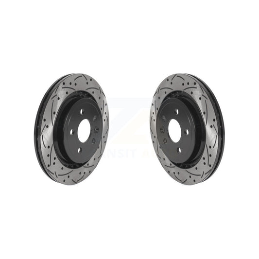 Coated Drilled Slotted Disc Brake Rotor Rear Pair For Volvo XC70 S60 V60 S80 V70