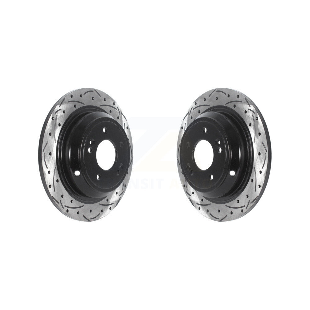 Coated Drilled Slot Disc Brake Rotors Rear Pair For Hyundai Genesis G80 Kia K900