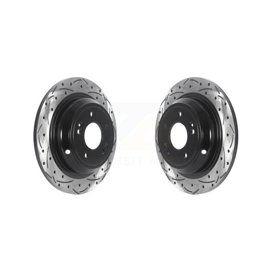 Coated Drilled Slot Disc Brake Rotors Rear Pair For Hyundai Genesis G80 Kia K900