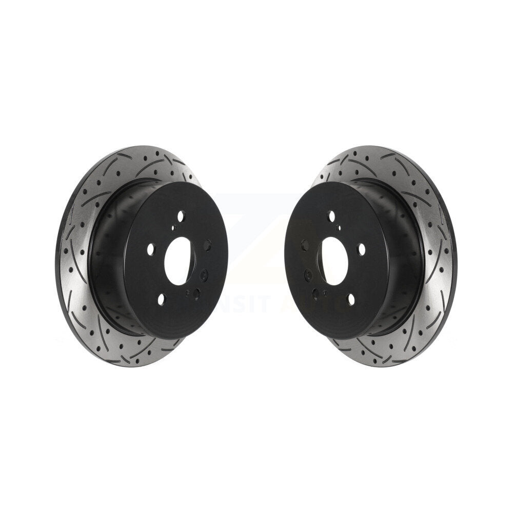 Coated Drilled Slotted Disc Brake Rotors Rear Pair For 2009-2016 Toyota Venza