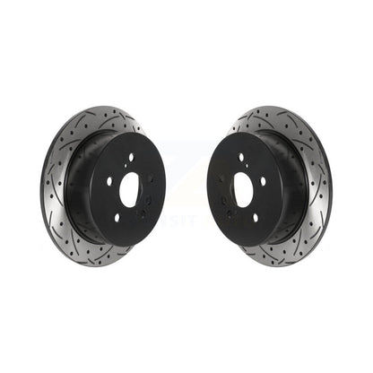 Coated Drilled Slotted Disc Brake Rotors Rear Pair For 2009-2016 Toyota Venza