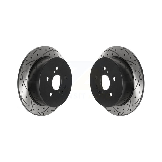 Coated Drilled Slotted Disc Brake Rotors Rear Pair For 2009-2016 Toyota Venza