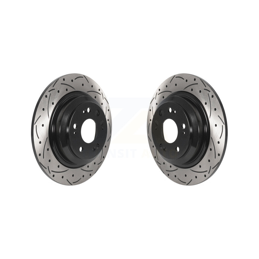 Coated Drilled Slotted Disc Brake Rotors Rear Pair For 2009-2014 Acura TL