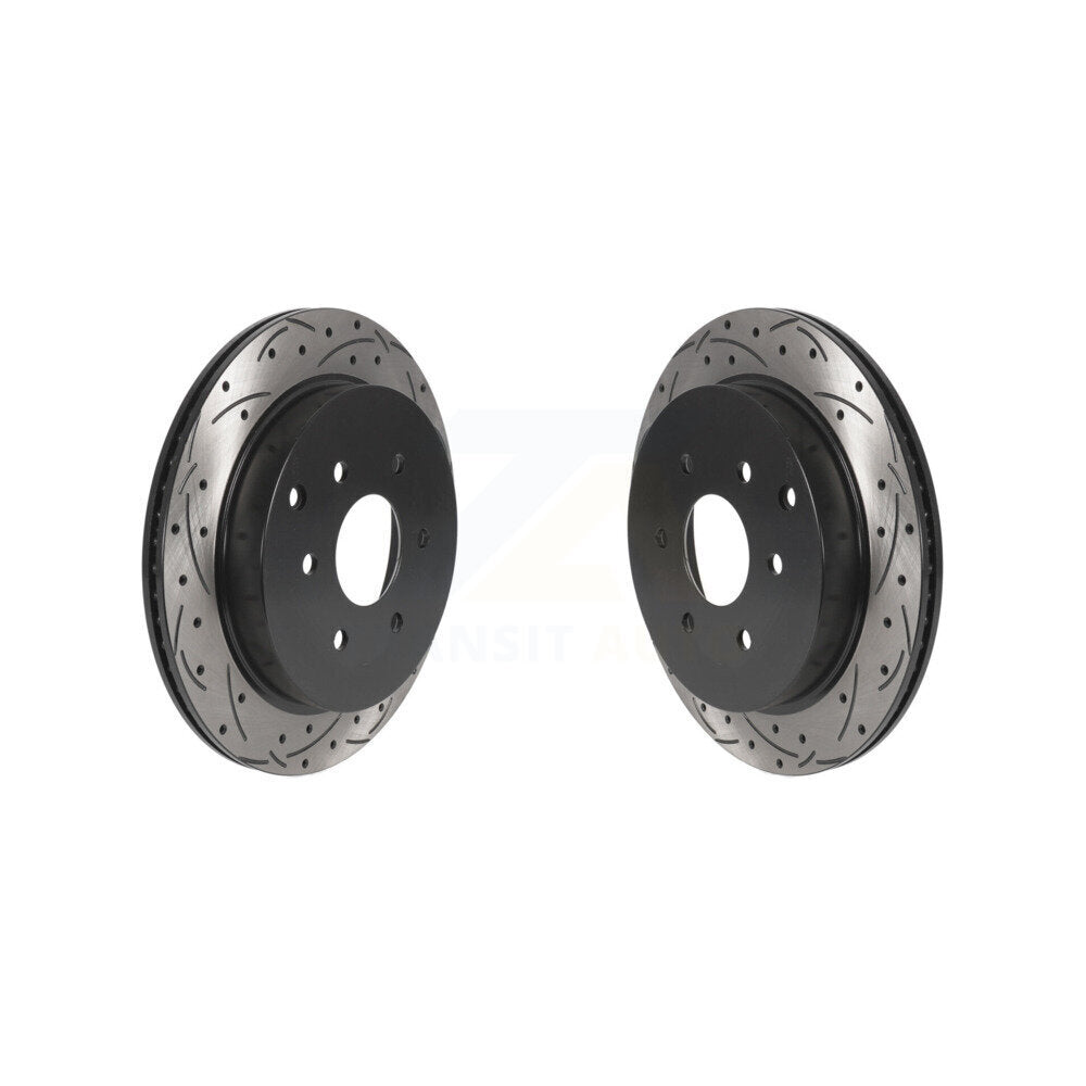 Coat Drill Slot Disc Brake Rotors Rear Pair For INFINITI QX80 Nissan Armada QX56