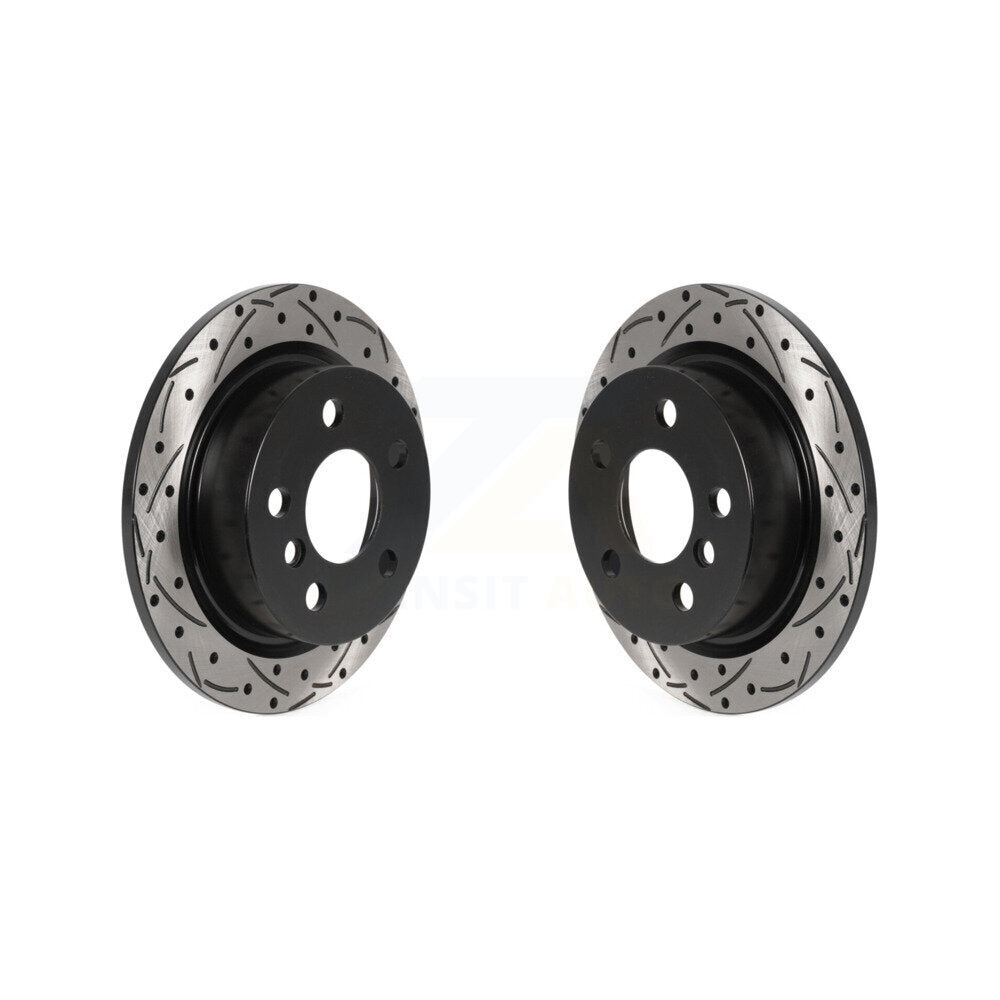 Coated Drilled Slotted Disc Brake Rotors Rear Pair For Mini Cooper