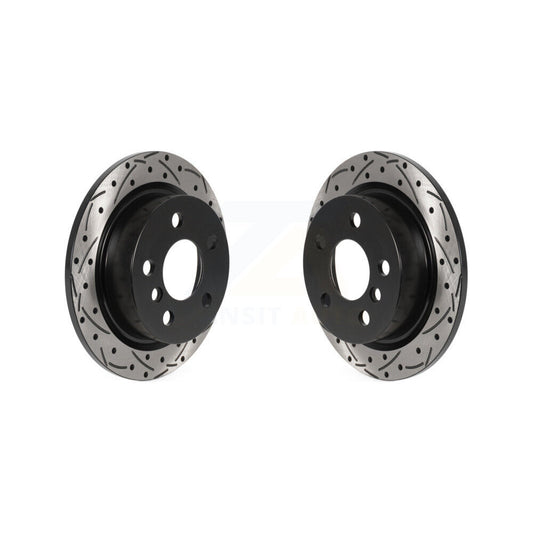 Coated Drilled Slotted Disc Brake Rotors Rear Pair For Mini Cooper