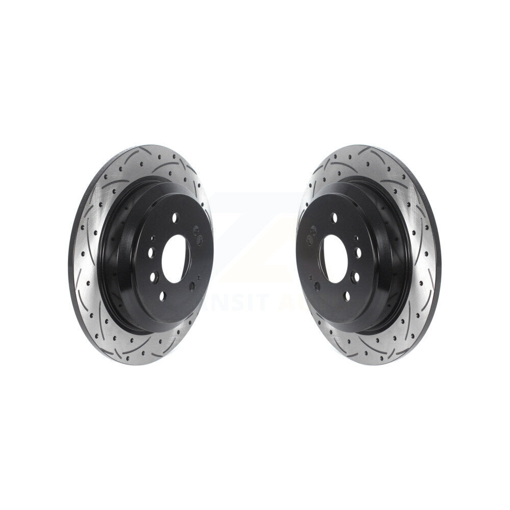 Coated Drill Slot Disc Brake Rotors Rear Pair For Honda Pilot Ridgeline Passport