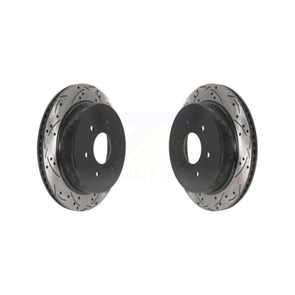 Coated Drilled Slotted Disc Brake Rotors Rear Pair For 2017-2024 Nissan TITAN