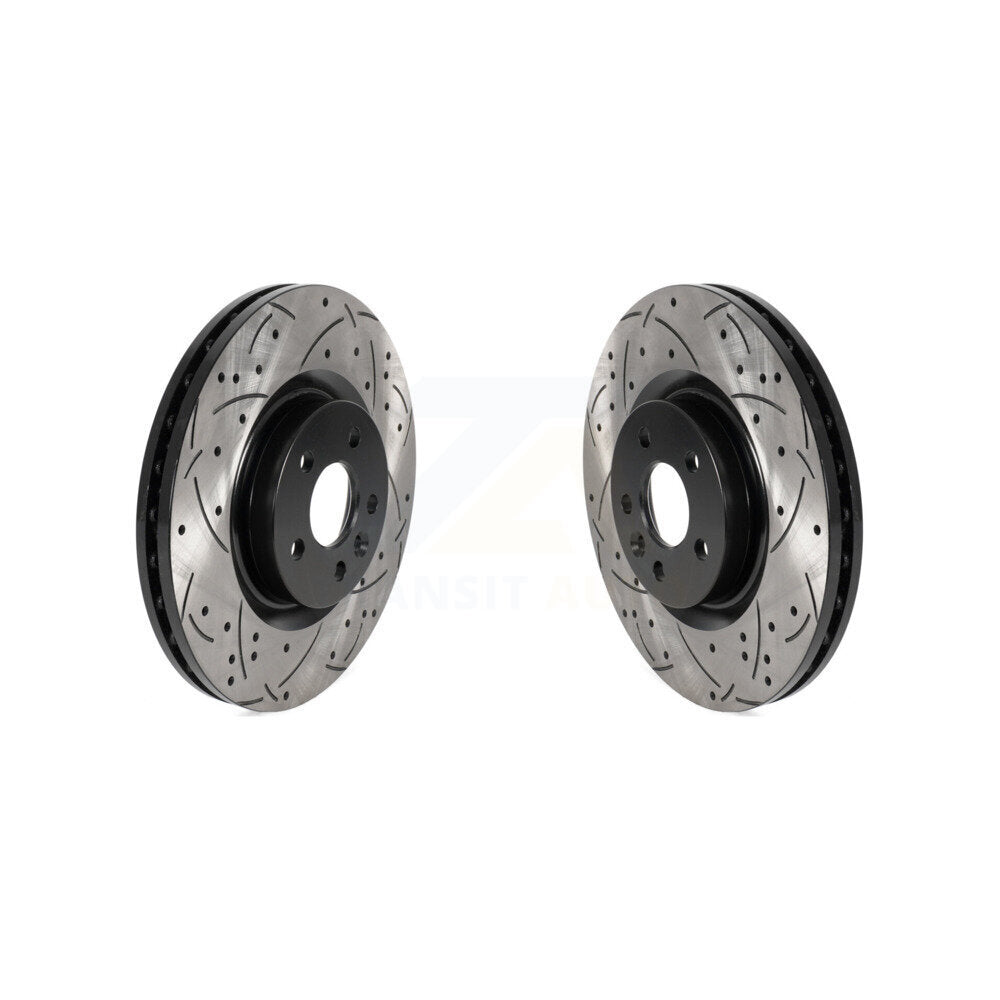Drilled Slot Brake Rotors Front Pair For Land Rover Discovery Sport Range Evoque