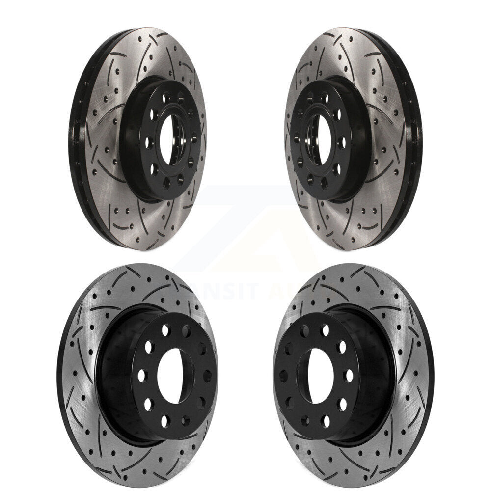 Coated Drilled Slotted Disc Brake Rotor Front Rear Kit For Volkswagen Jetta Taos